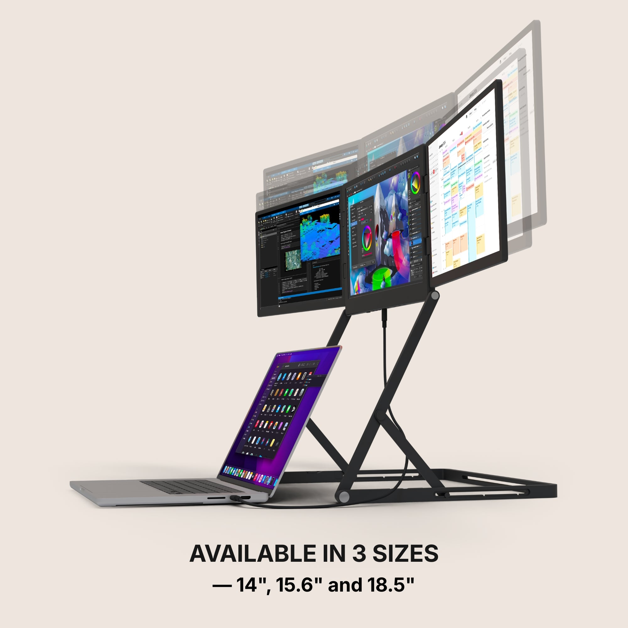 3×18.5" 2K Aluminium Triple Screen Workstation 3
