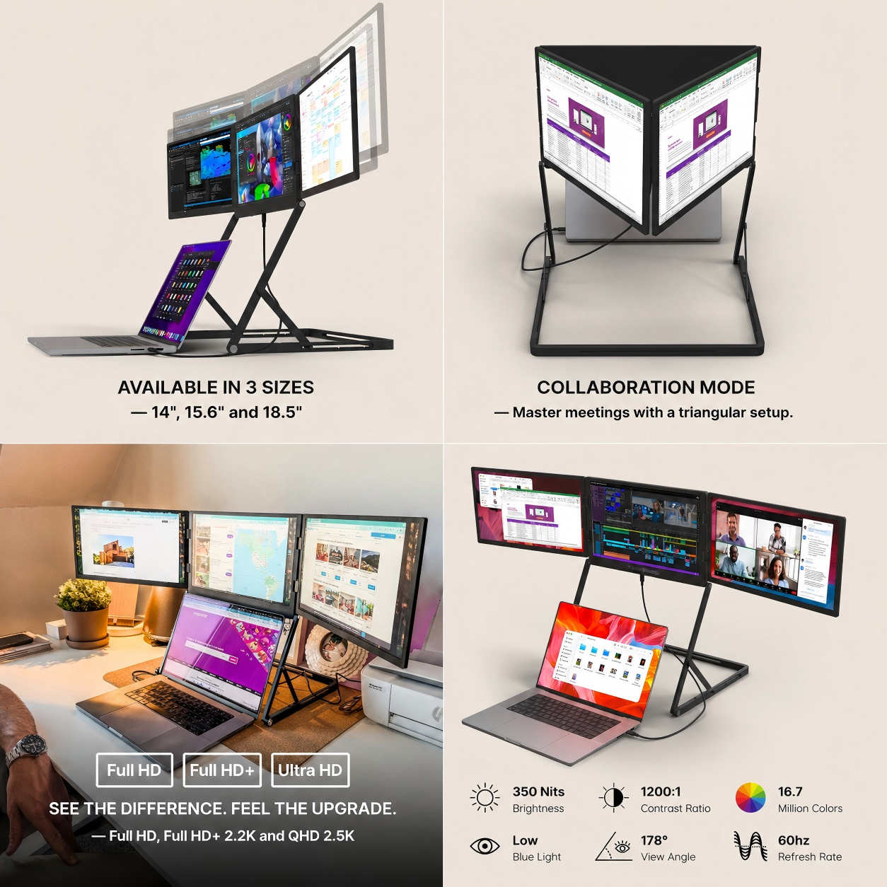 3×18.5" 2K Aluminium Triple Screen Workstation 5