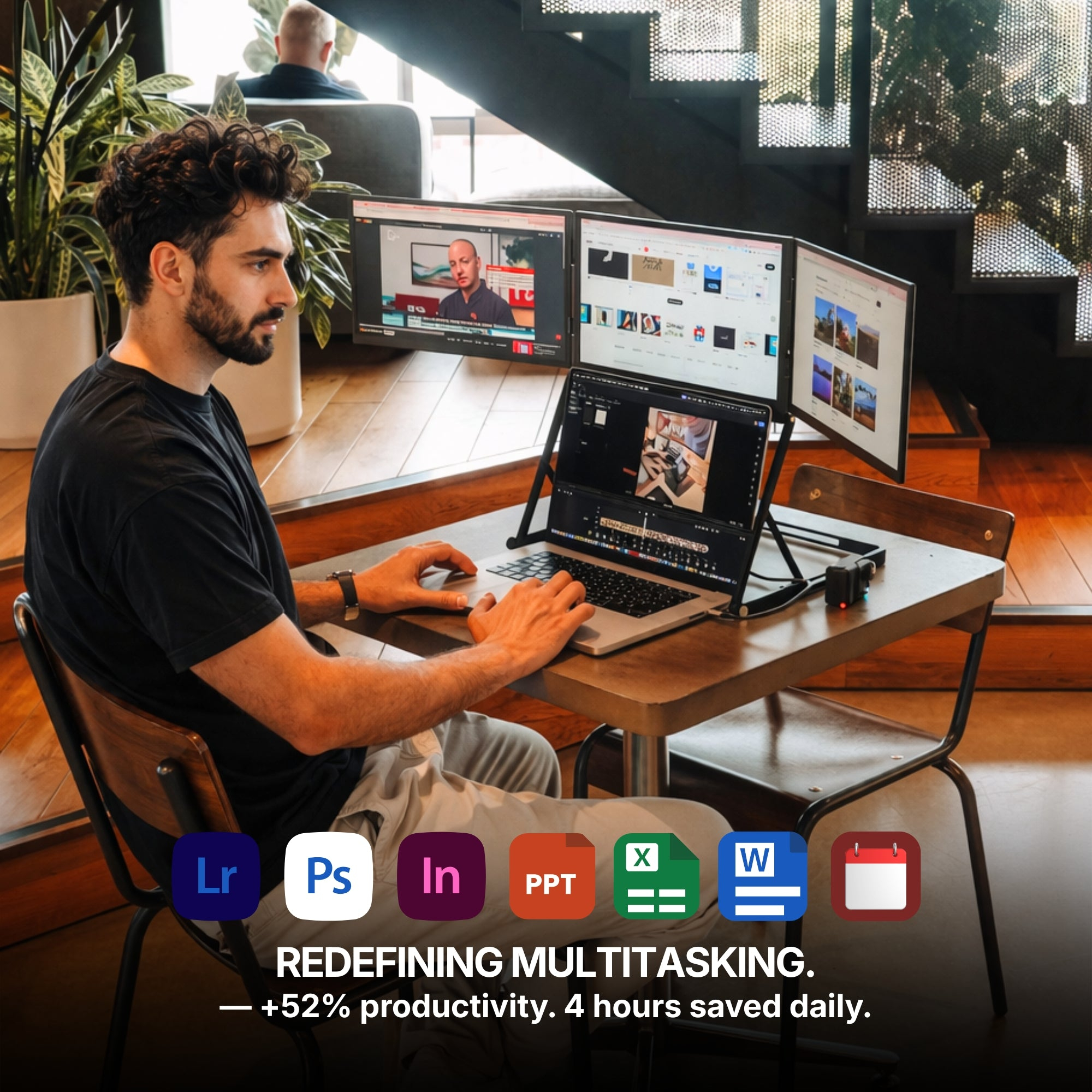 3×18.5" 2K Aluminium Triple Screen Workstation 6
