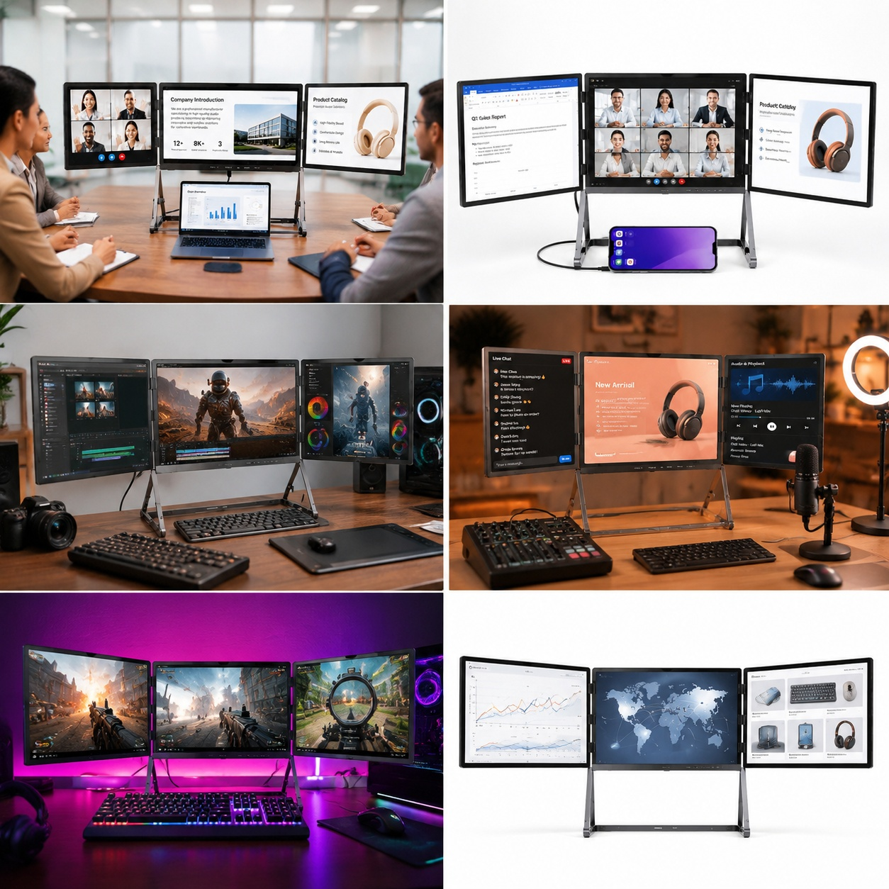 14.0" Aluminium Triple Folding Monitor (1080P / 2.5K Optional) 3