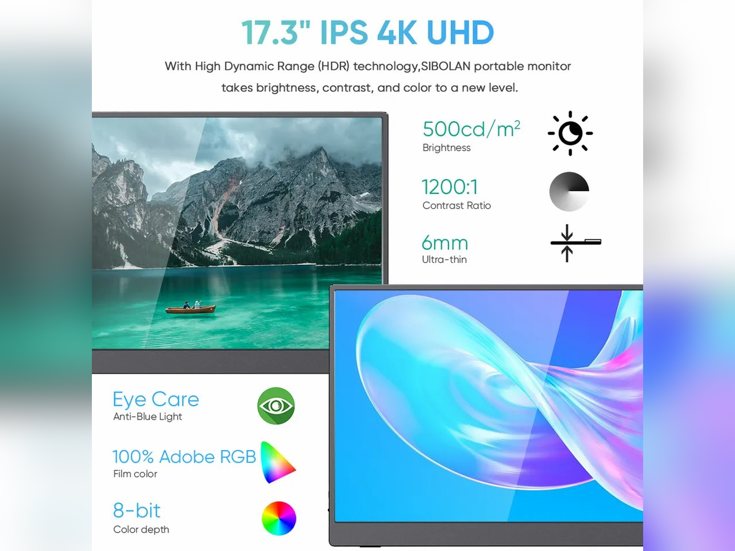 17.3" 4K HDR Large-Screen Portable Monitor