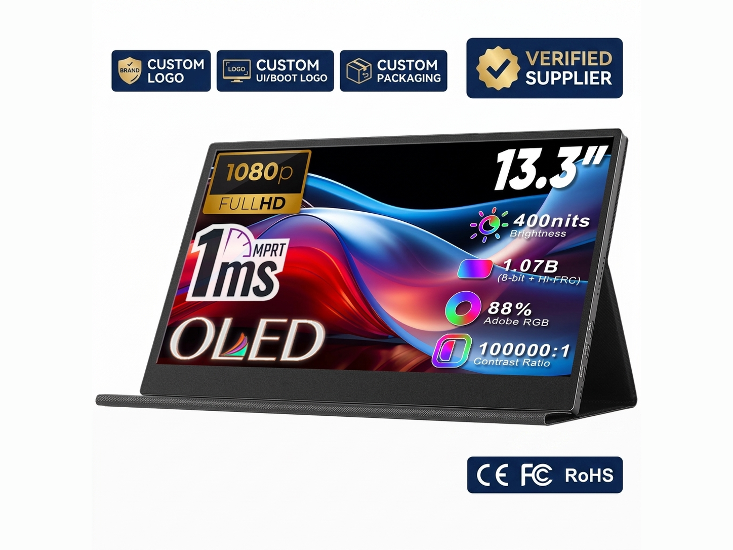 13.3" OLED 1080P FHD USB-C Portable Monitor