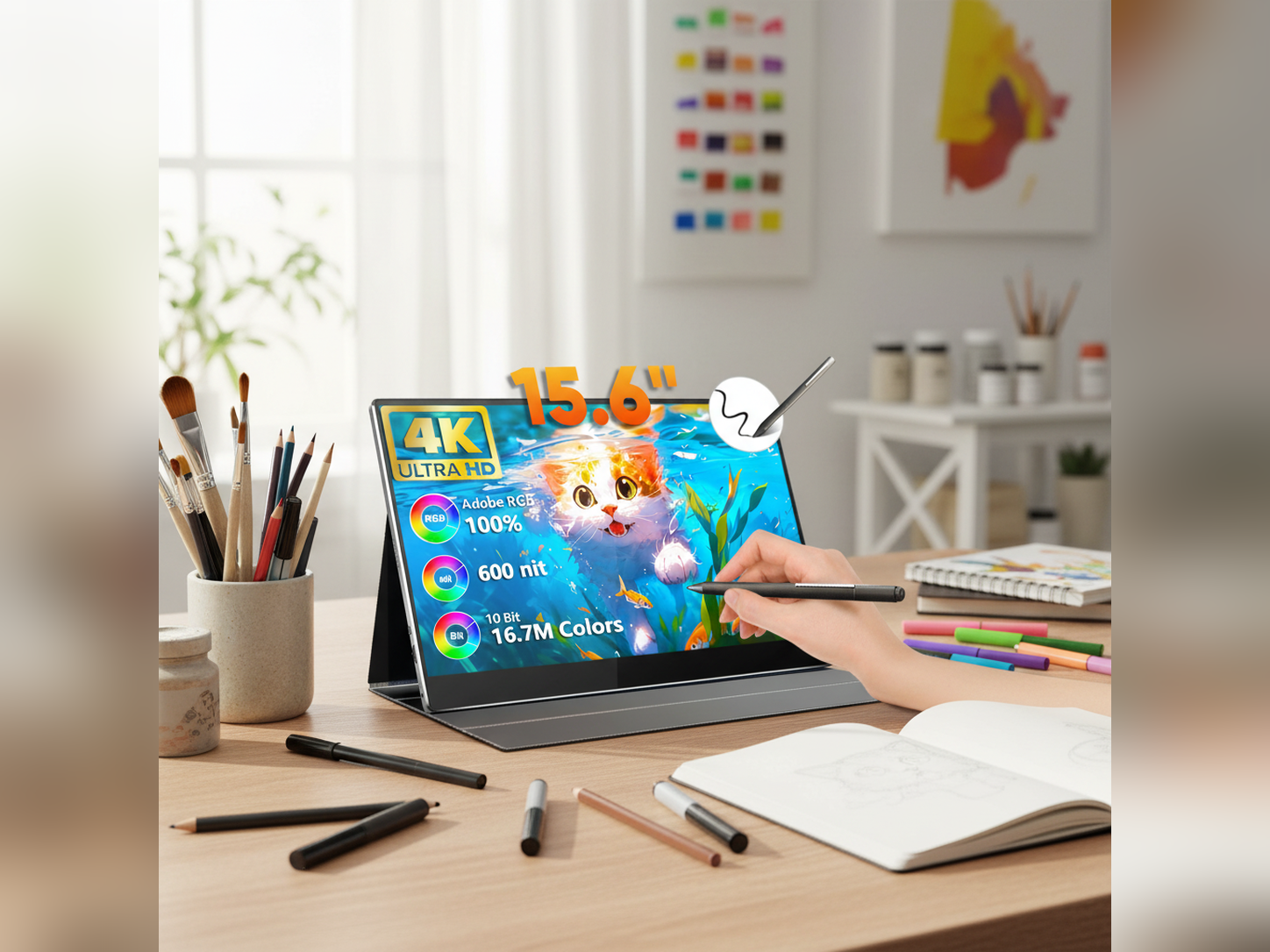 15.6" 4K Touch Portable Monitor with Stylus Support